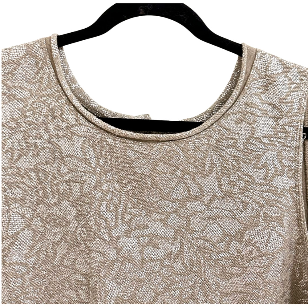Free People Metallic Floral Cotton Cropped Tank Top Metal Back Buttons Large - Picture 2 of 11